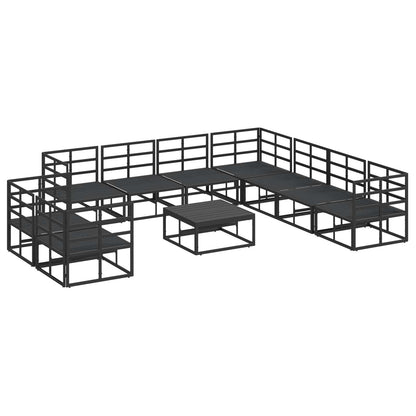 vidaXL Garden Sofa Set with Cushion 10 pcs Black Aluminium