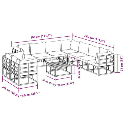 vidaXL Garden Sofa Set with Cushion 10 pcs Black Aluminium