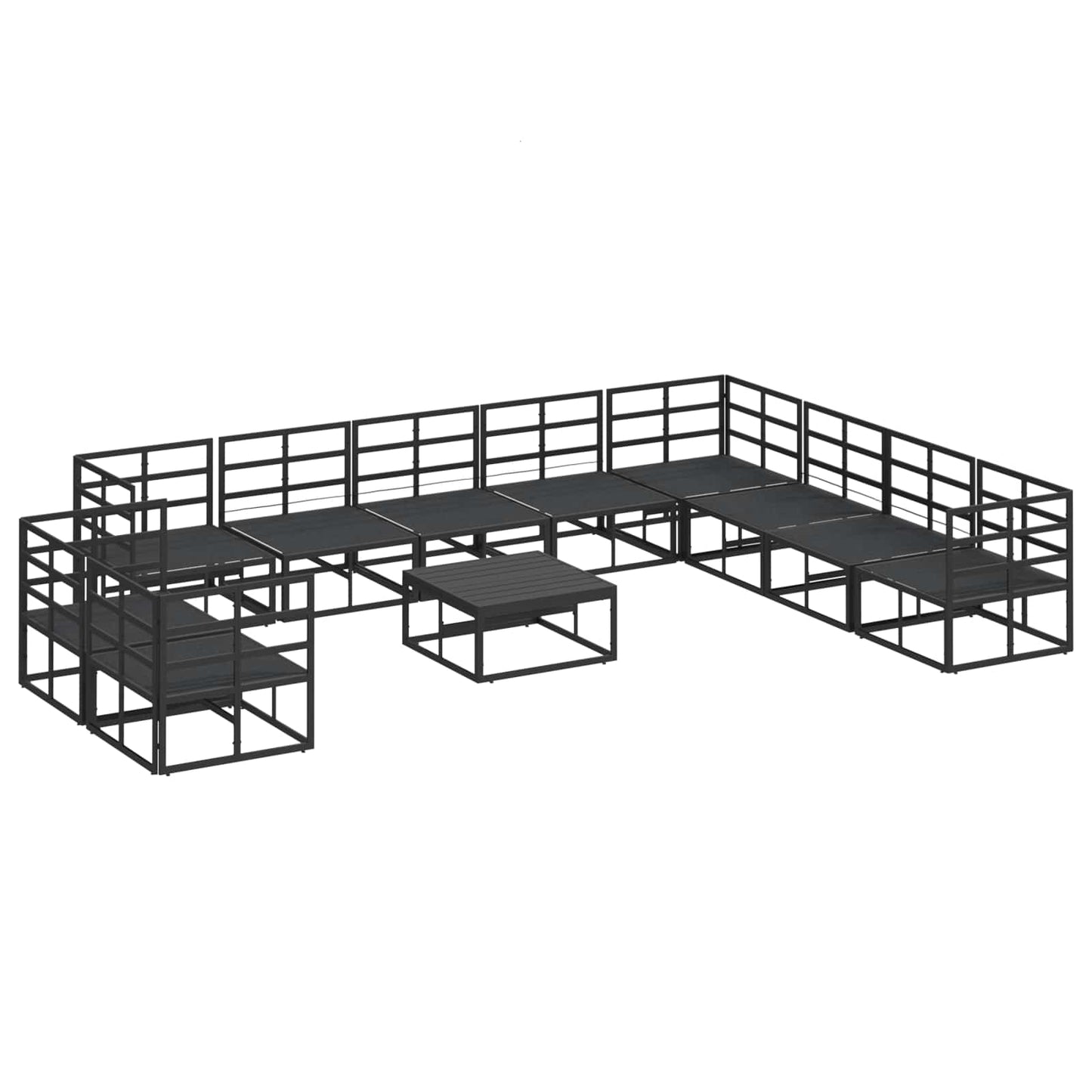 vidaXL Garden Sofa Set with Cushion 11 pcs Black Aluminium