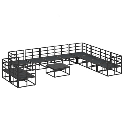 vidaXL Garden Sofa Set with Cushion 11 pcs Black Aluminium
