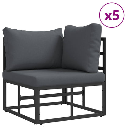 vidaXL Garden Sofa Set with Cushion 11 pcs Black Aluminium