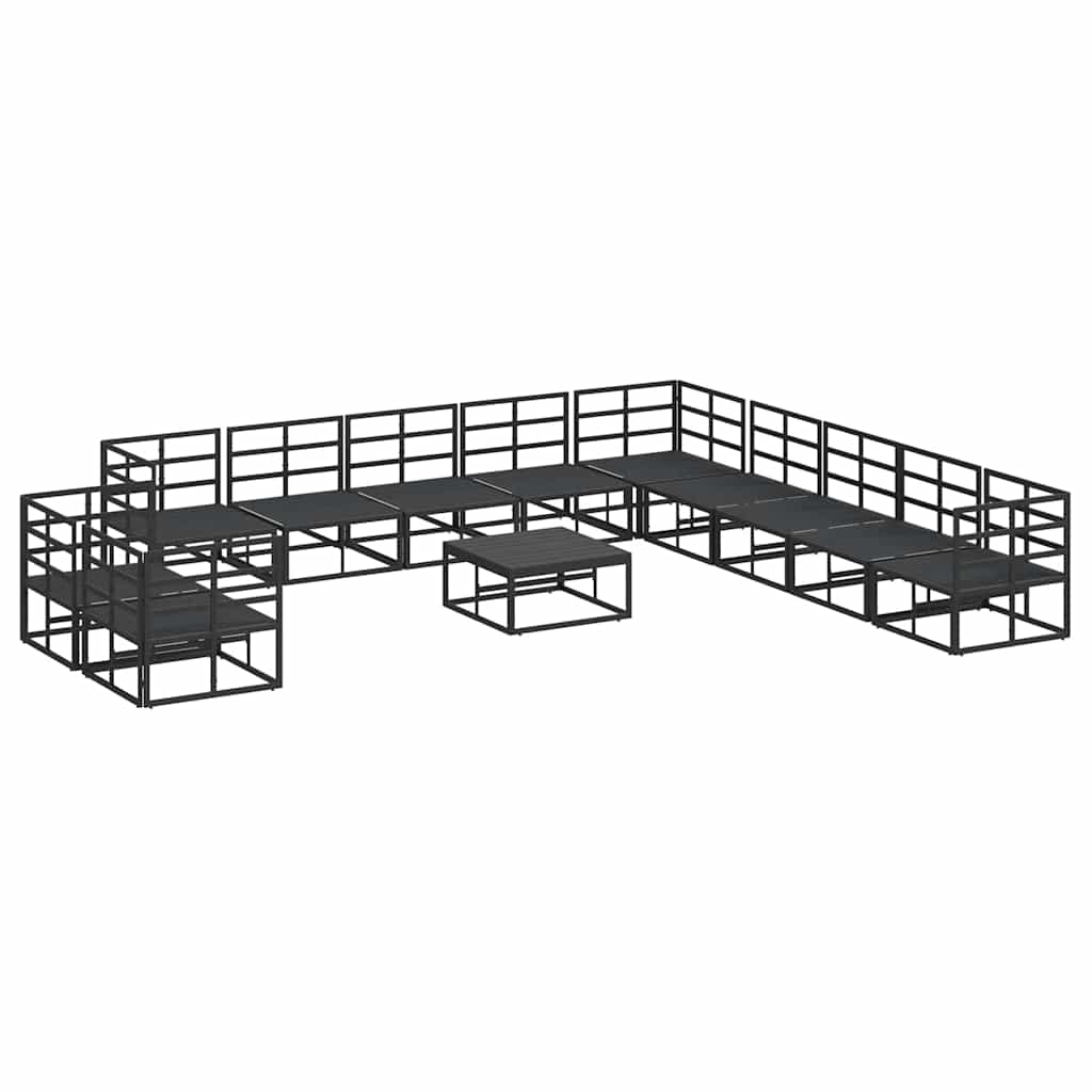 vidaXL Garden Sofa Set with Cushion 12 pcs Black Aluminium