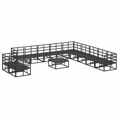 vidaXL Garden Sofa Set with Cushion 12 pcs Black Aluminium
