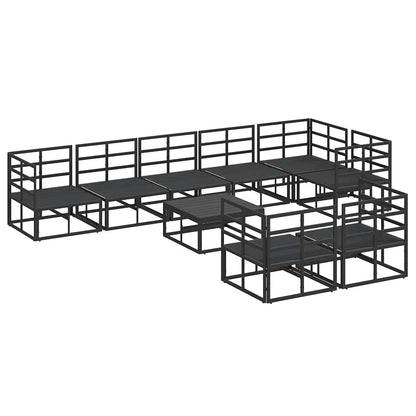 Garden Sofa Set with Cushion 9 pcs Black Aluminium