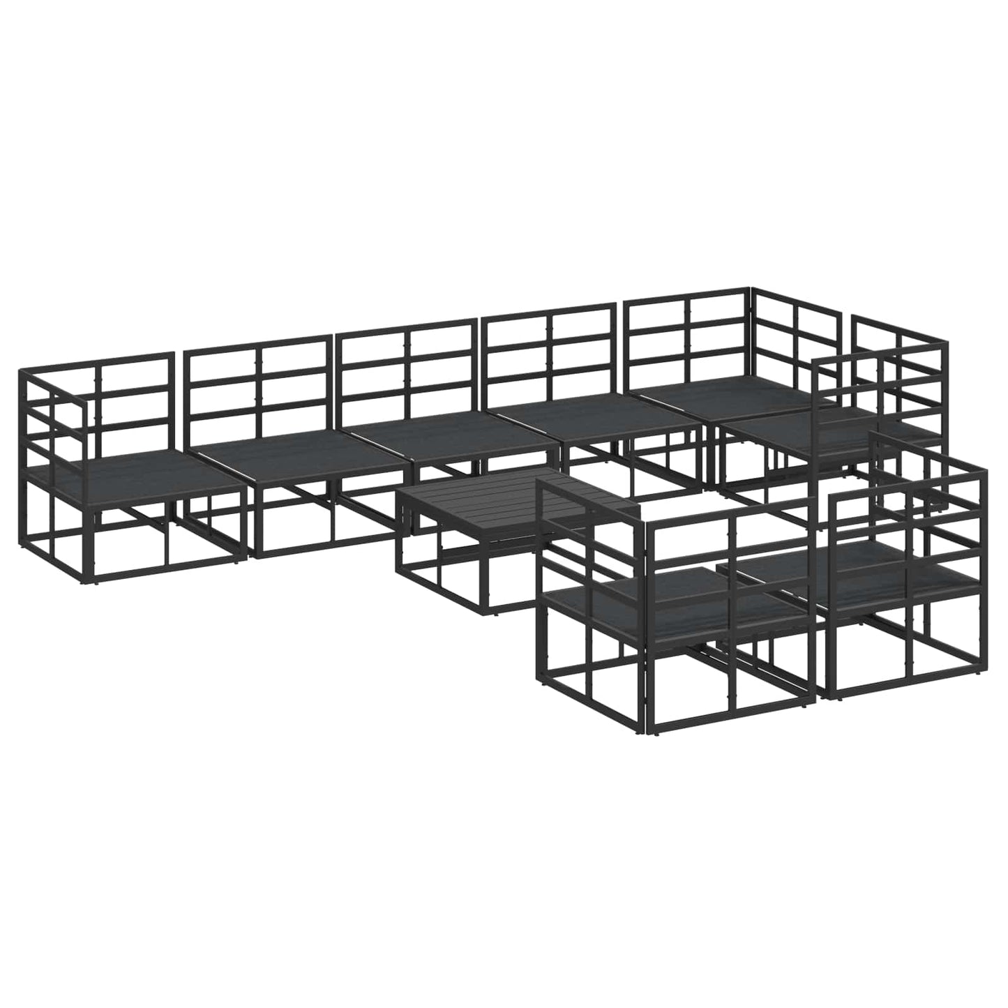 vidaXL Garden Sofa Set with Cushion 9 pcs Black Aluminium