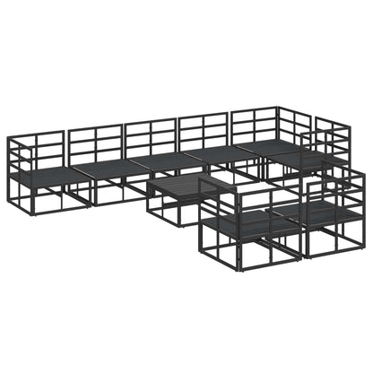 vidaXL Garden Sofa Set with Cushion 9 pcs Black Aluminium