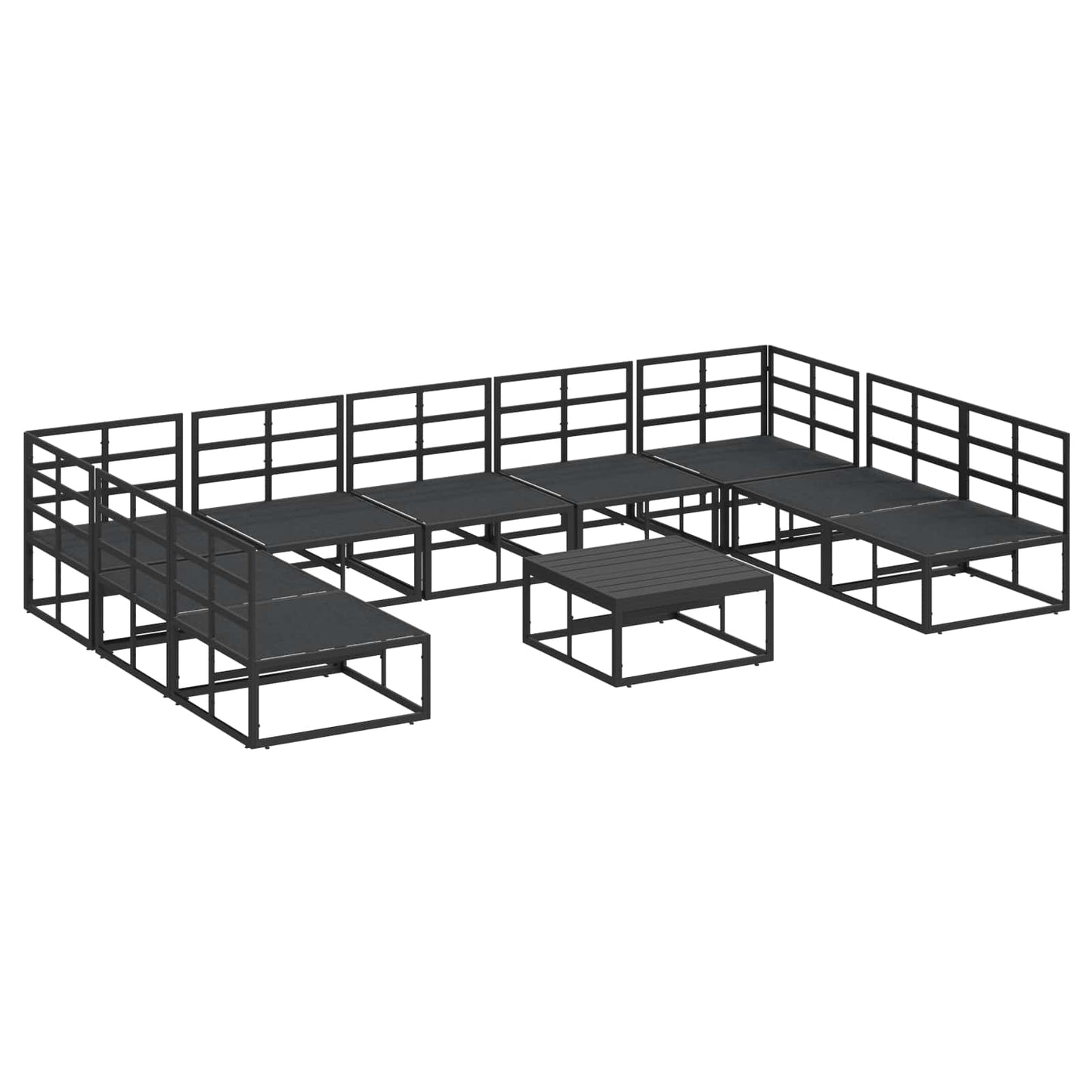vidaXL Garden Sofa Set with Cushion 10 pcs Black Aluminium
