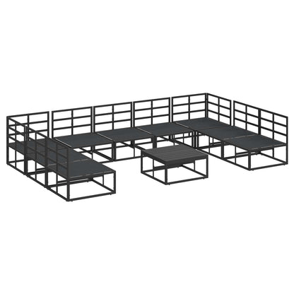 vidaXL Garden Sofa Set with Cushion 10 pcs Black Aluminium