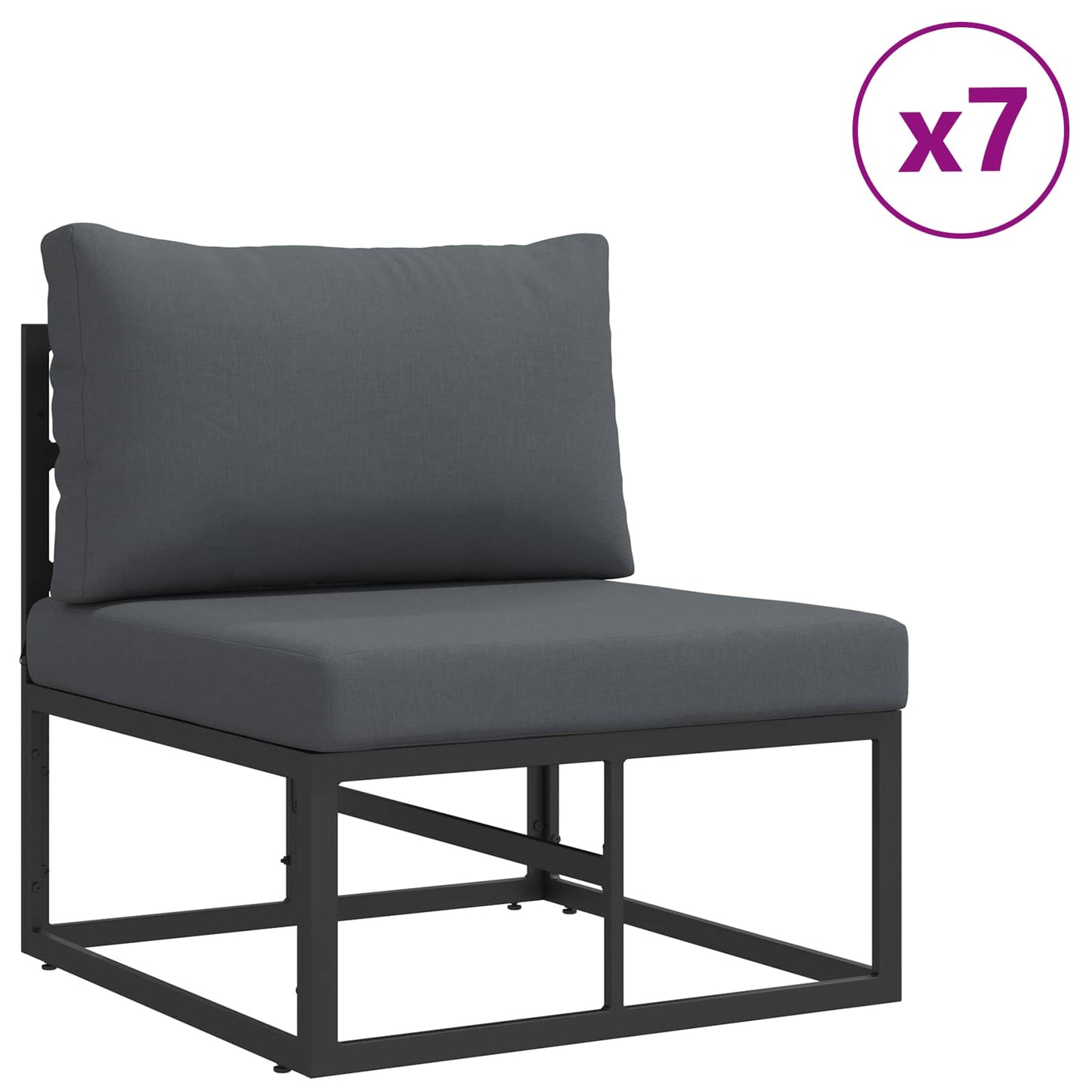 vidaXL Garden Sofa Set with Cushion 10 pcs Black Aluminium