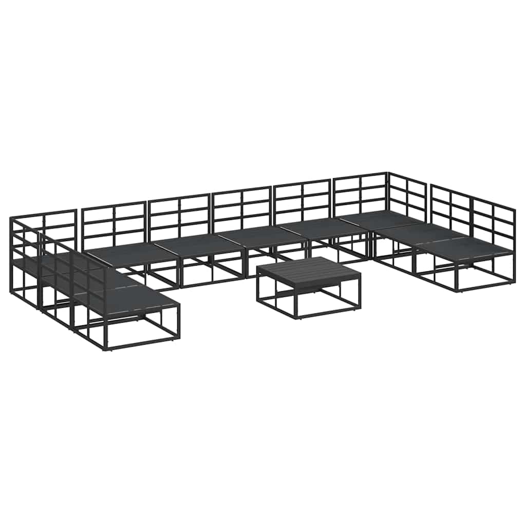 vidaXL Garden Sofa Set with Cushion 11 pcs Black Aluminium