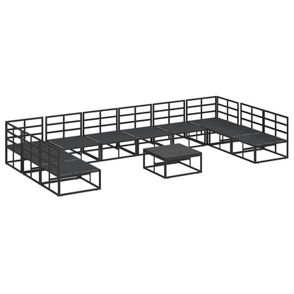 vidaXL Garden Sofa Set with Cushion 11 pcs Black Aluminium