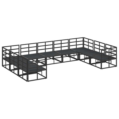 Garden Sofa Set with Cushion 9 pcs Black Aluminium