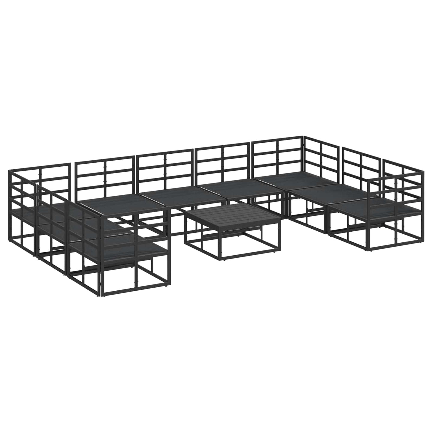 vidaXL Garden Sofa Set with Cushion 10 pcs Black Aluminium