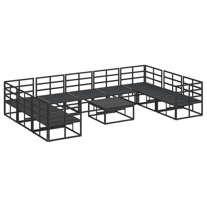 vidaXL Garden Sofa Set with Cushion 10 pcs Black Aluminium