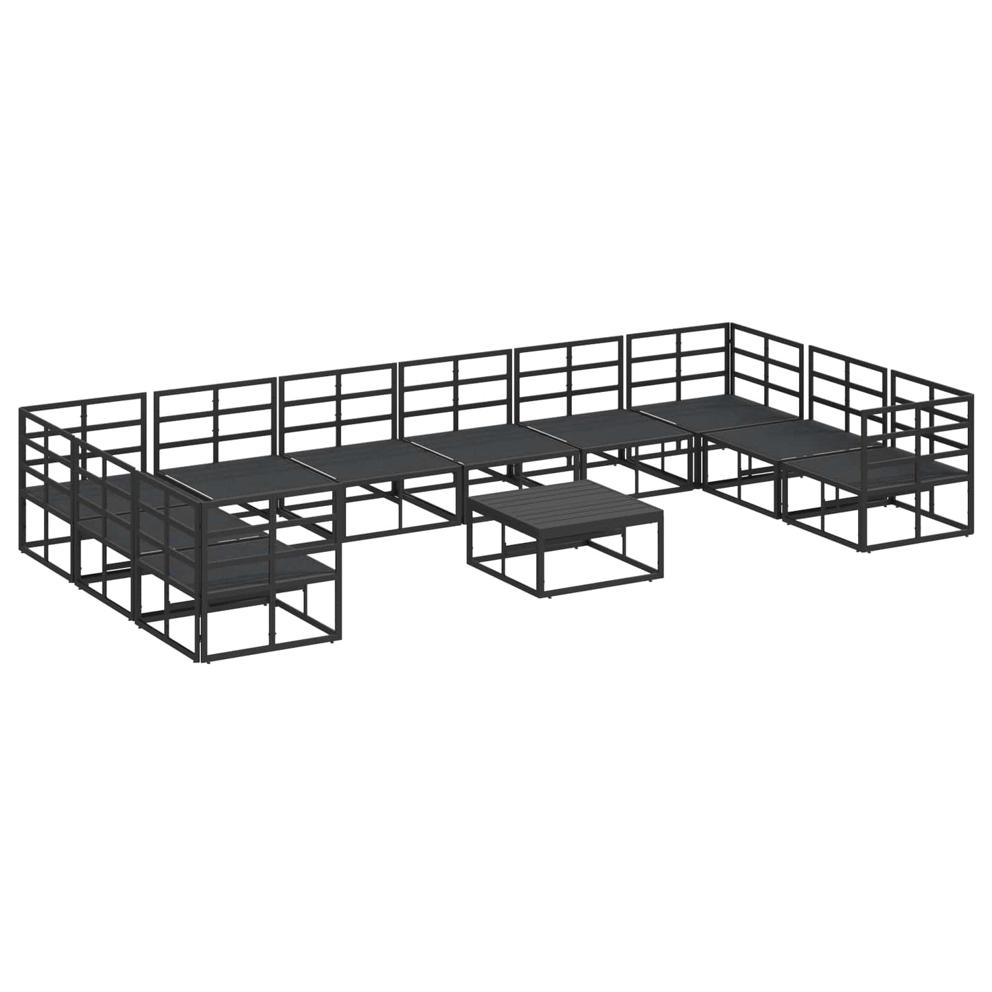 vidaXL Garden Sofa Set with Cushion 11 pcs Black Aluminium