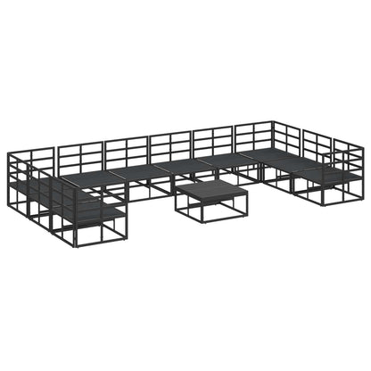 vidaXL Garden Sofa Set with Cushion 11 pcs Black Aluminium