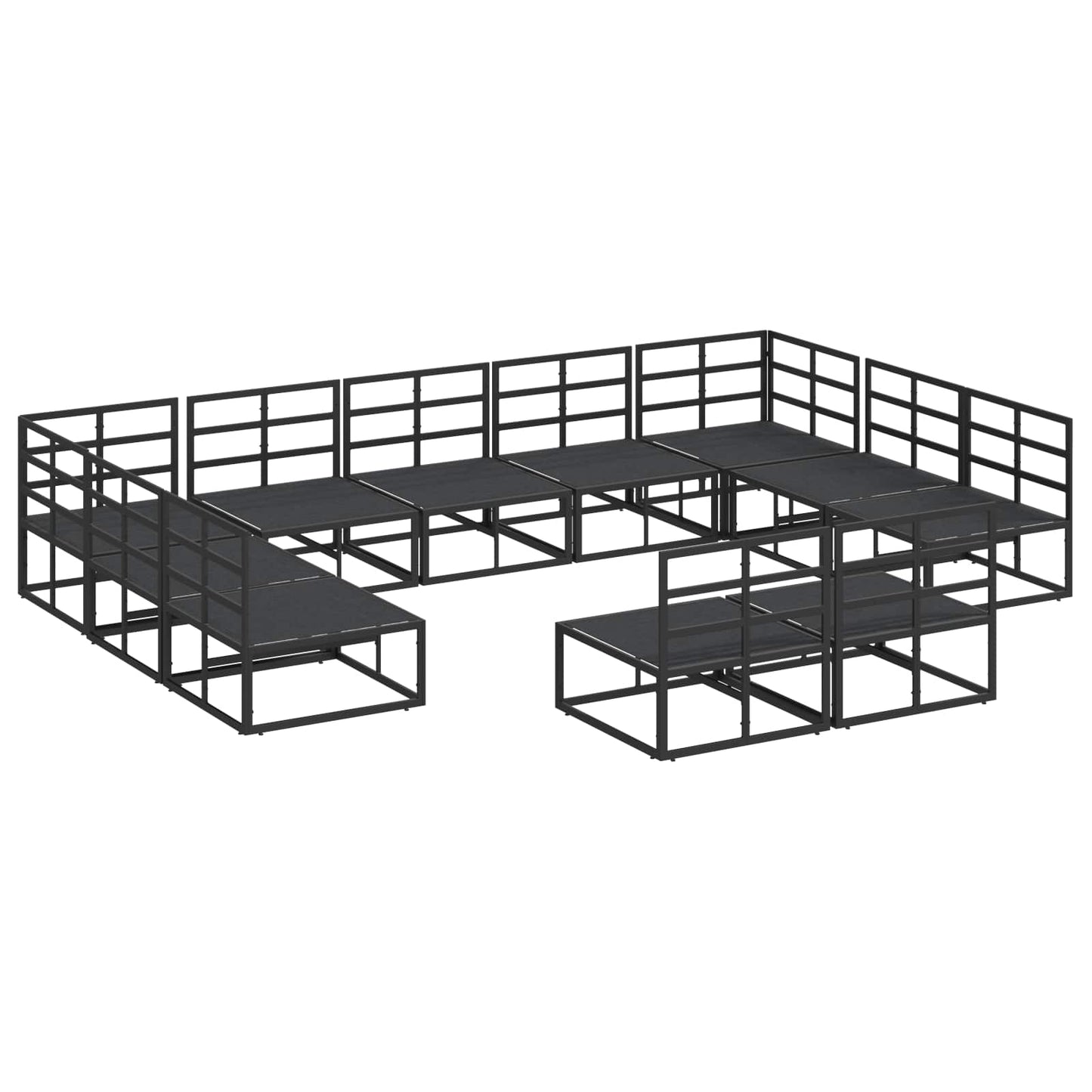 vidaXL Garden Sofa Set with Cushion 11 pcs Black Aluminium