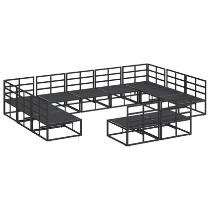 vidaXL Garden Sofa Set with Cushion 11 pcs Black Aluminium