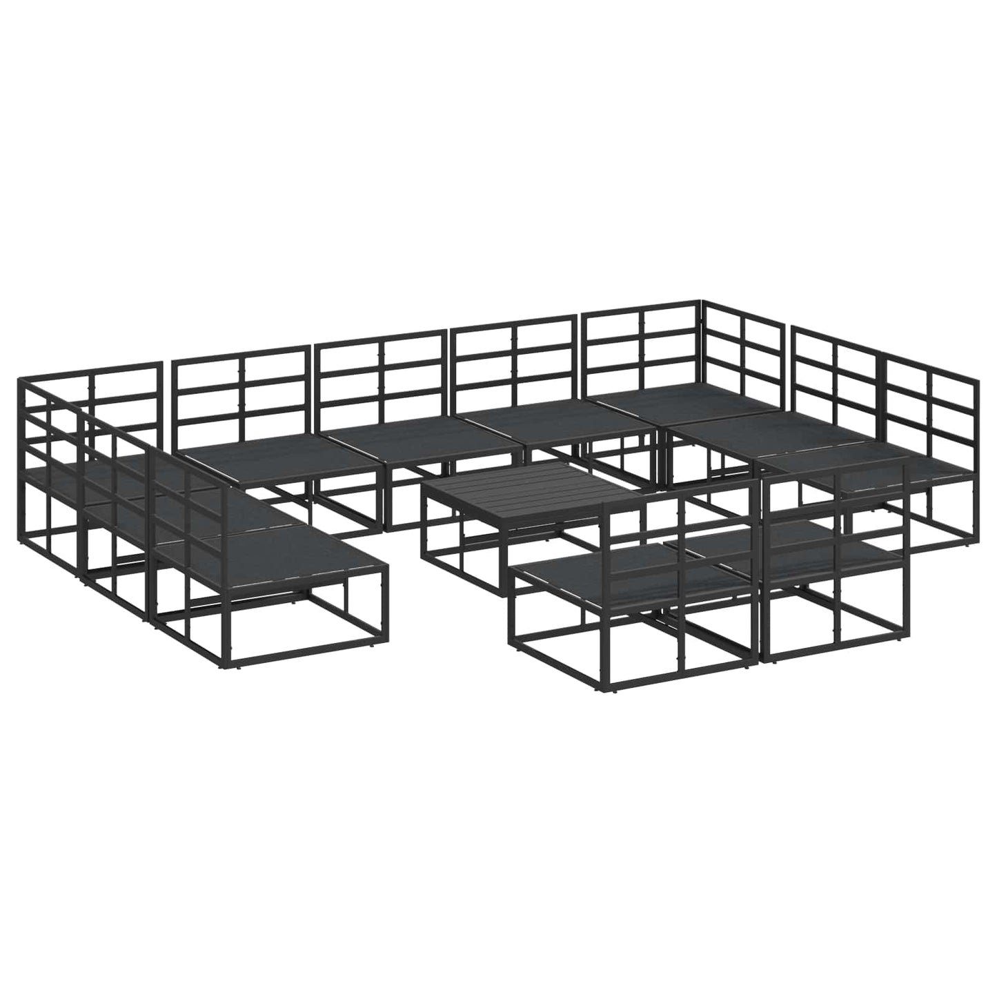 vidaXL Garden Sofa Set with Cushion 12 pcs Black Aluminium