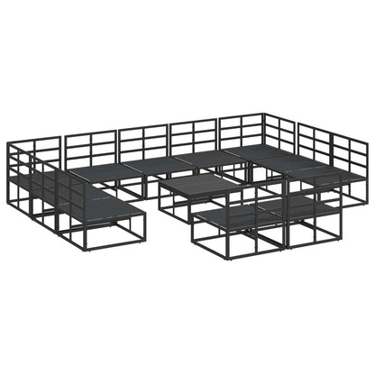 vidaXL Garden Sofa Set with Cushion 12 pcs Black Aluminium