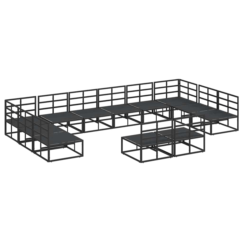 vidaXL Garden Sofa Set with Cushion 12 pcs Black Aluminium