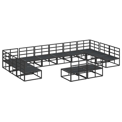 vidaXL Garden Sofa Set with Cushion 12 pcs Black Aluminium