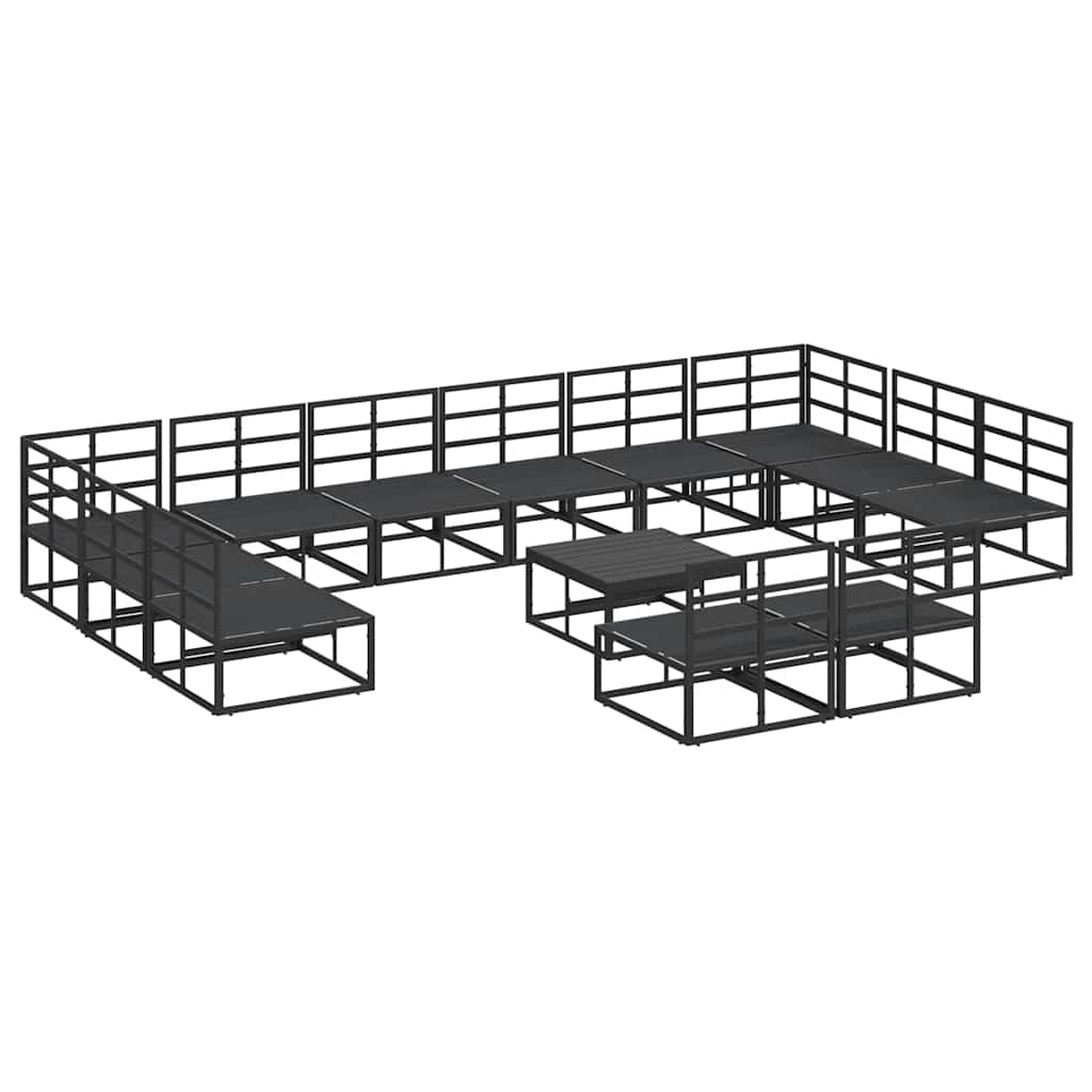 vidaXL Garden Sofa Set with Cushion 13 pcs Black Aluminium