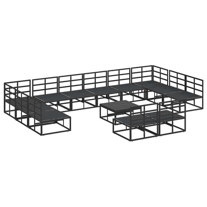 vidaXL Garden Sofa Set with Cushion 13 pcs Black Aluminium