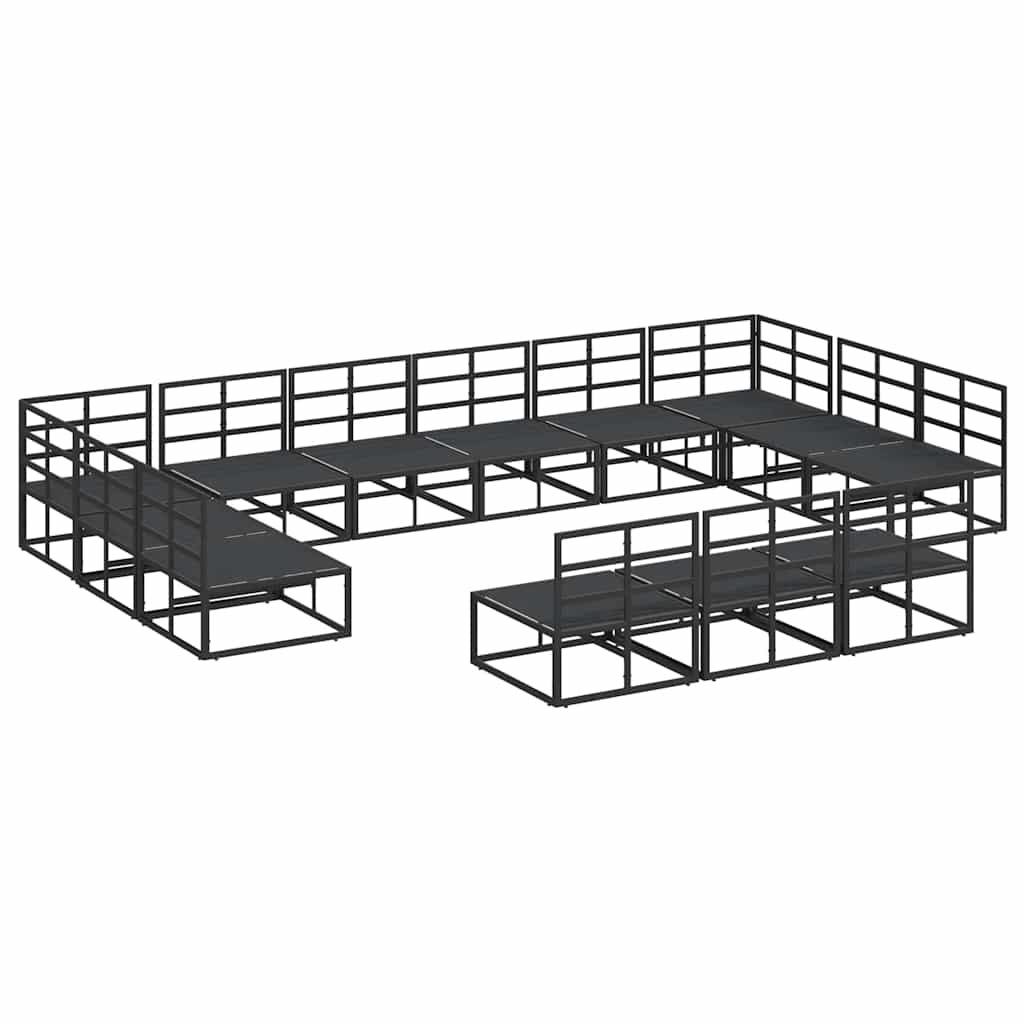 vidaXL Garden Sofa Set with Cushion 13 pcs Black Aluminium