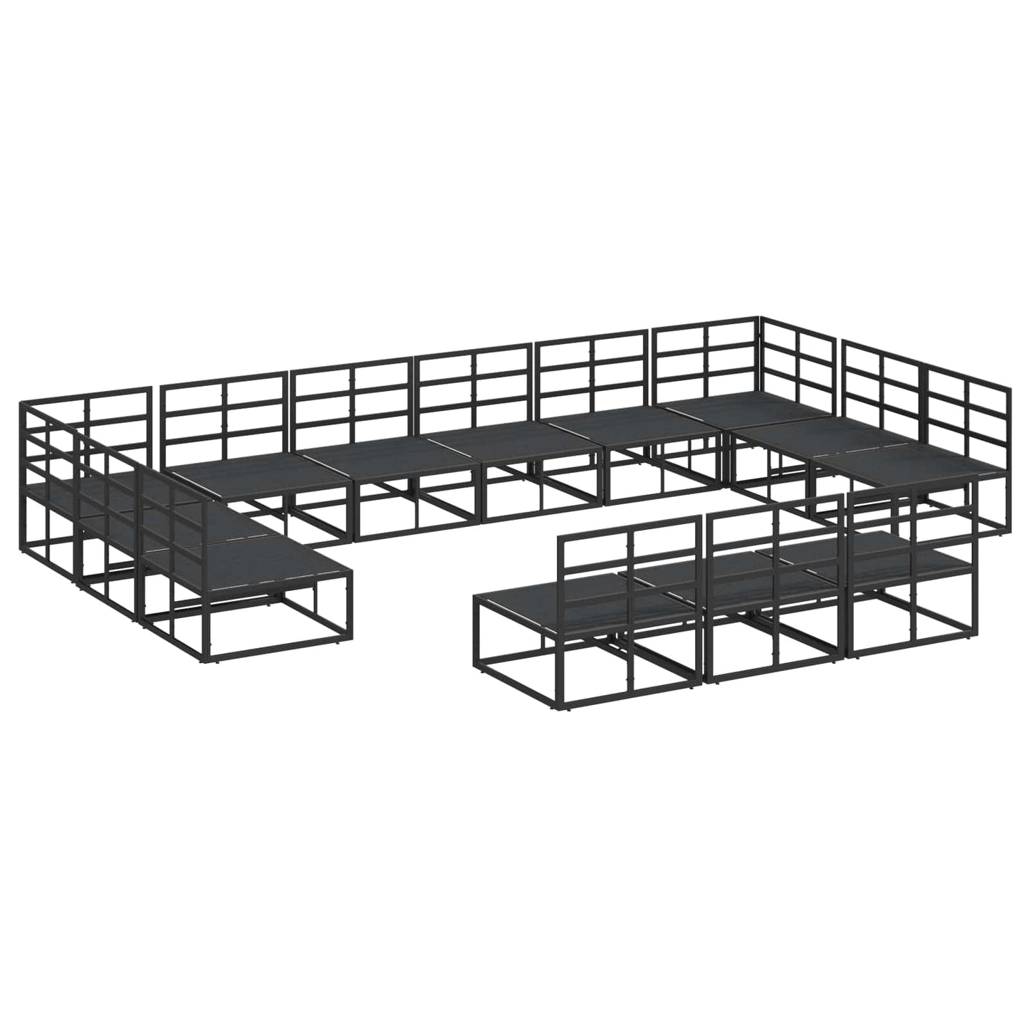 vidaXL Garden Sofa Set with Cushion 13 pcs Black Aluminium