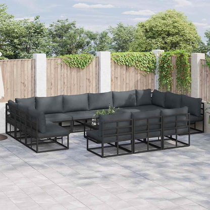 vidaXL Garden Sofa Set with Cushion 14 pcs Black Aluminium