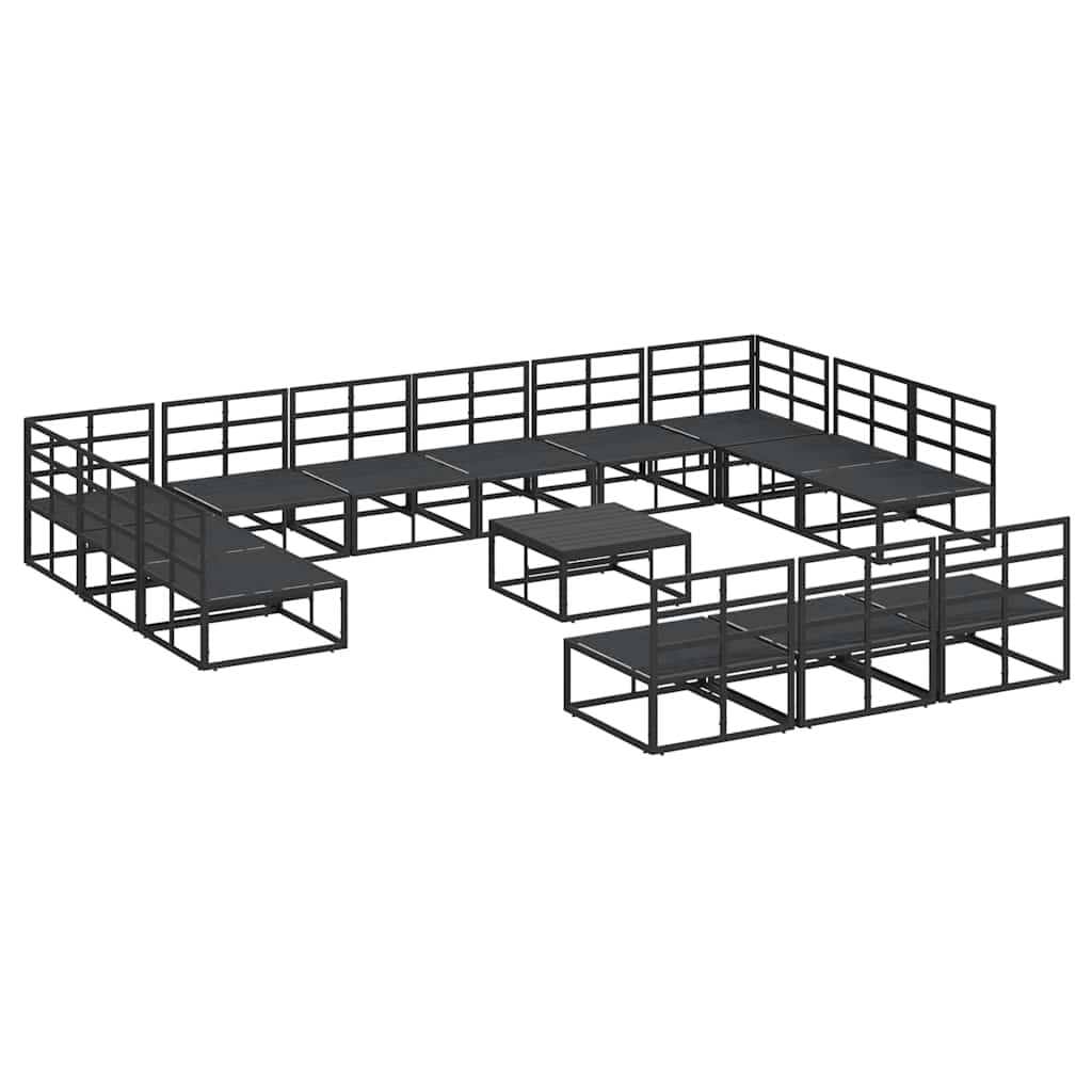 vidaXL Garden Sofa Set with Cushion 14 pcs Black Aluminium