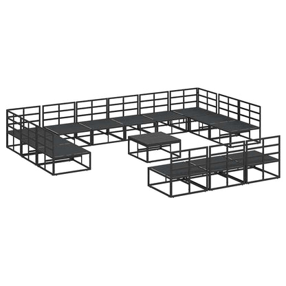 vidaXL Garden Sofa Set with Cushion 14 pcs Black Aluminium