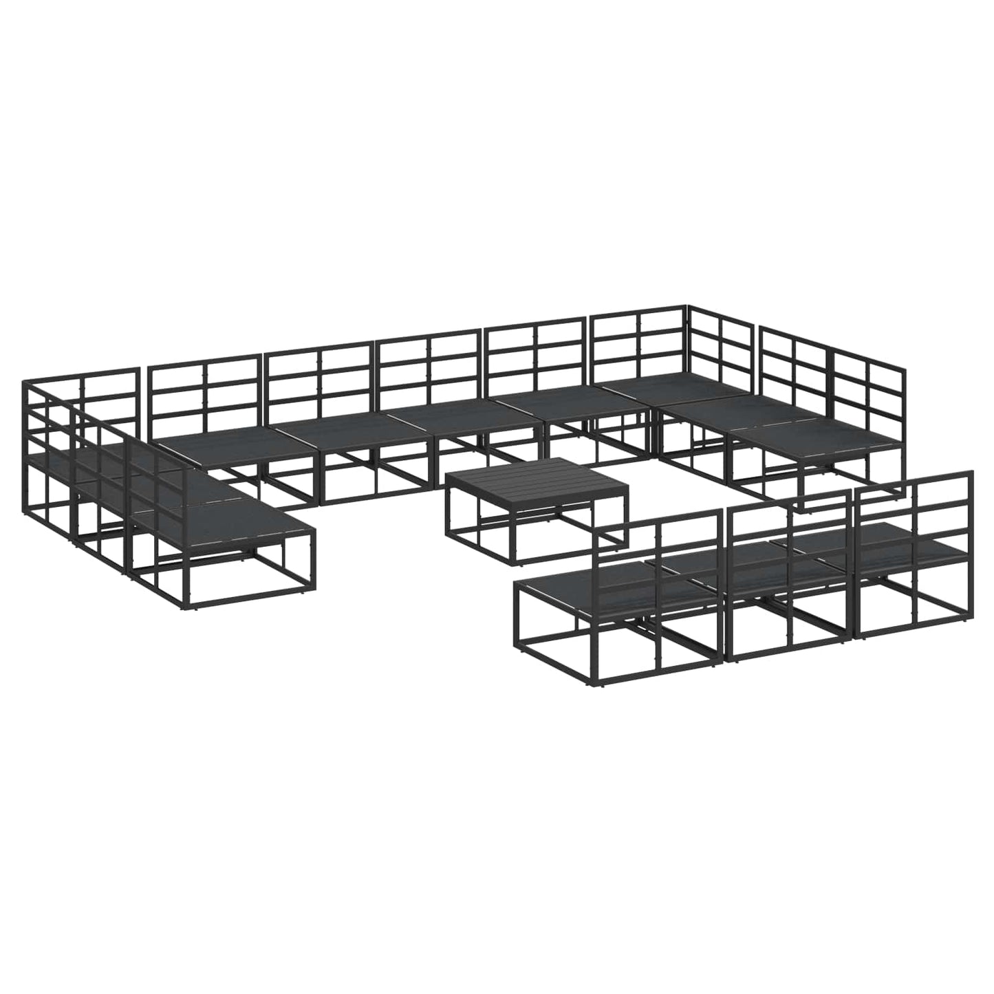 vidaXL Garden Sofa Set with Cushion 14 pcs Black Aluminium