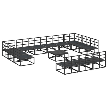 vidaXL Garden Sofa Set with Cushion 14 pcs Black Aluminium