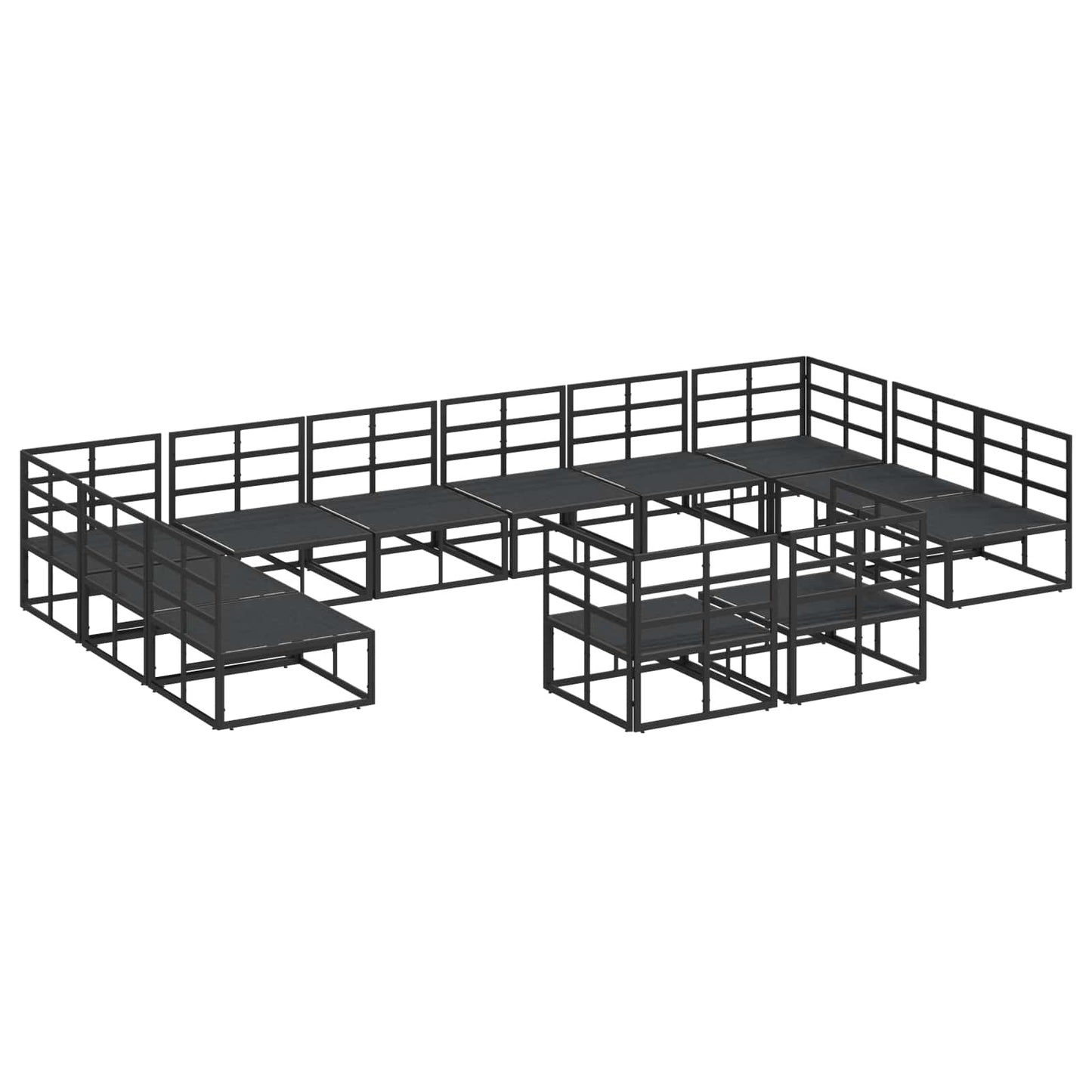 vidaXL Garden Sofa Set with Cushion 12 pcs Black Aluminium