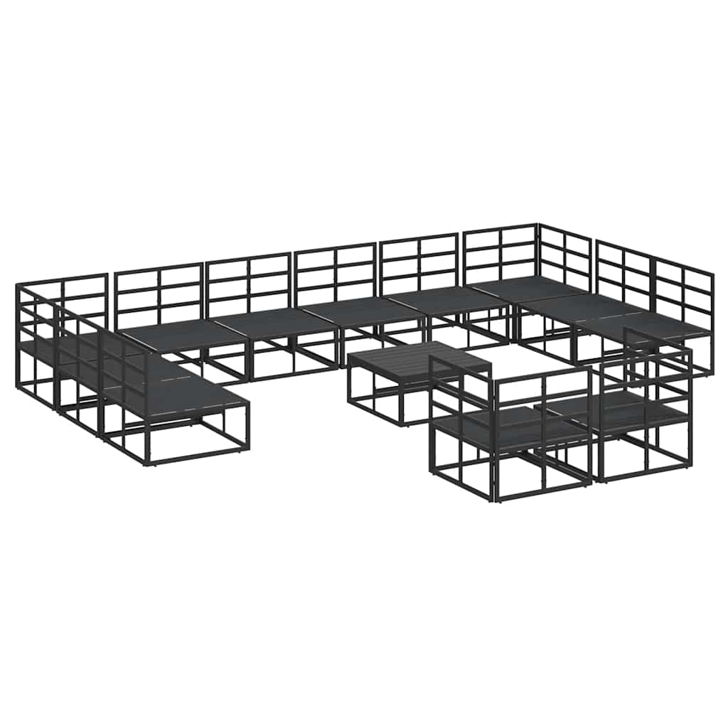 vidaXL Garden Sofa Set with Cushion 13 pcs Black Aluminium