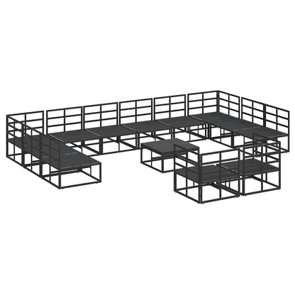 vidaXL Garden Sofa Set with Cushion 13 pcs Black Aluminium