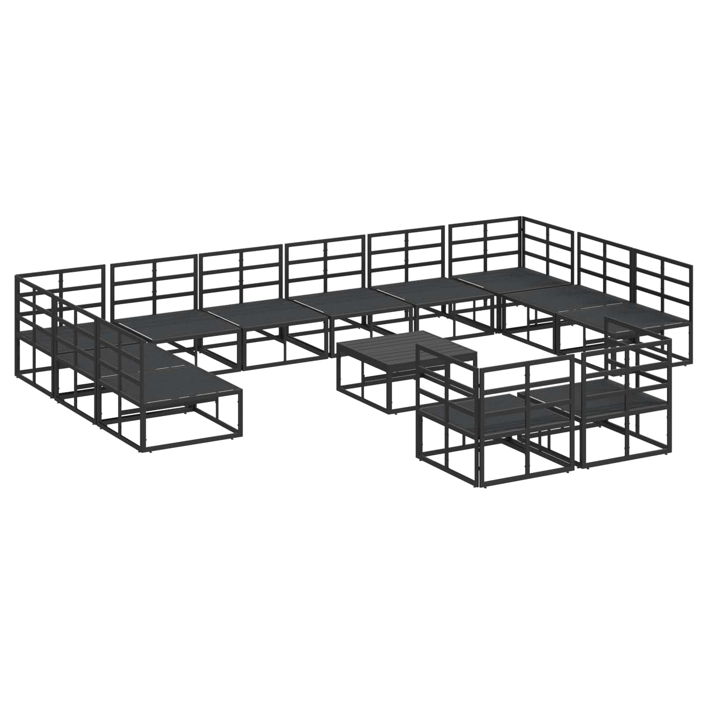 vidaXL Garden Sofa Set with Cushion 13 pcs Black Aluminium