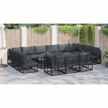 vidaXL Garden Sofa Set with Cushion 13 pcs Black Aluminium