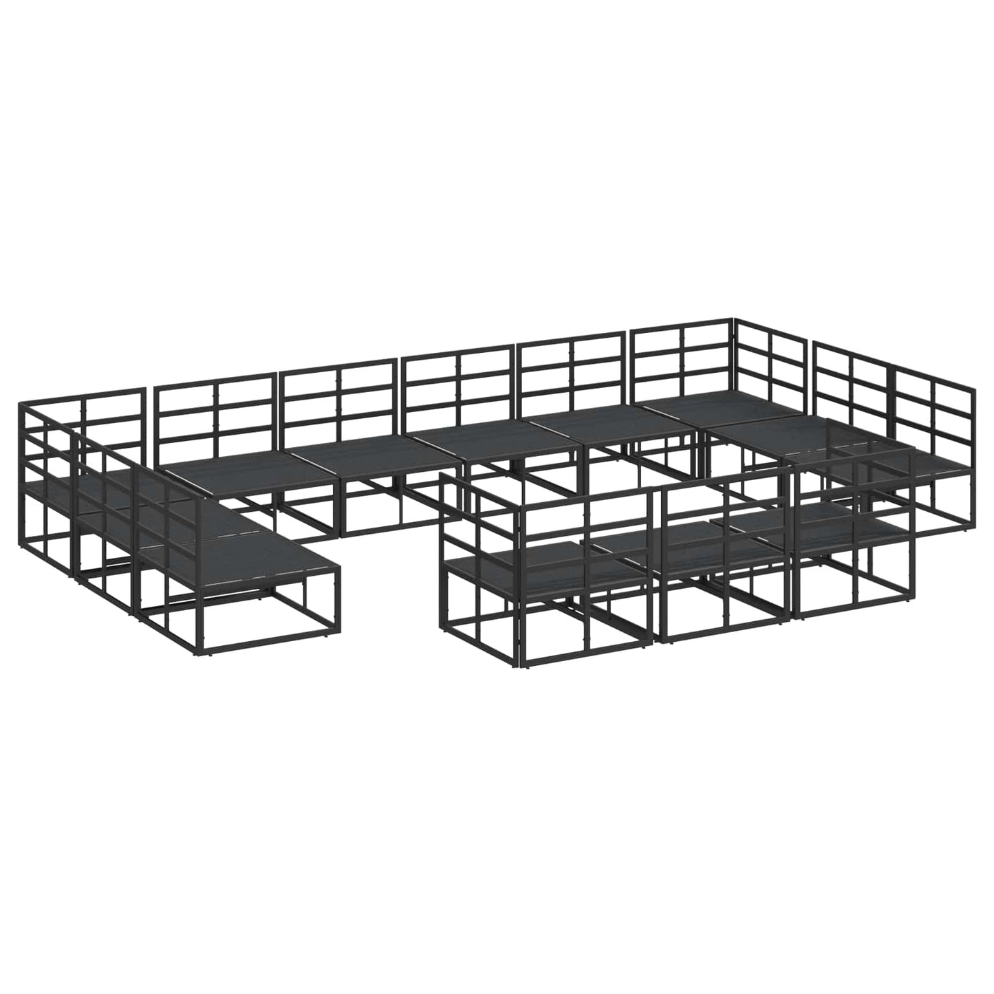 vidaXL Garden Sofa Set with Cushion 13 pcs Black Aluminium