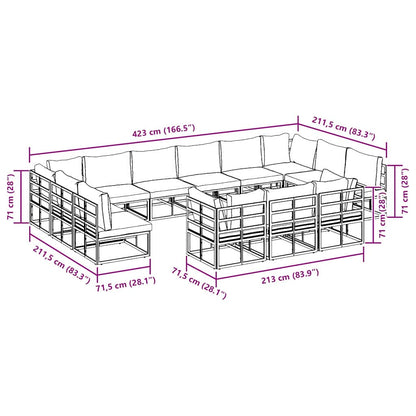vidaXL Garden Sofa Set with Cushion 13 pcs Black Aluminium