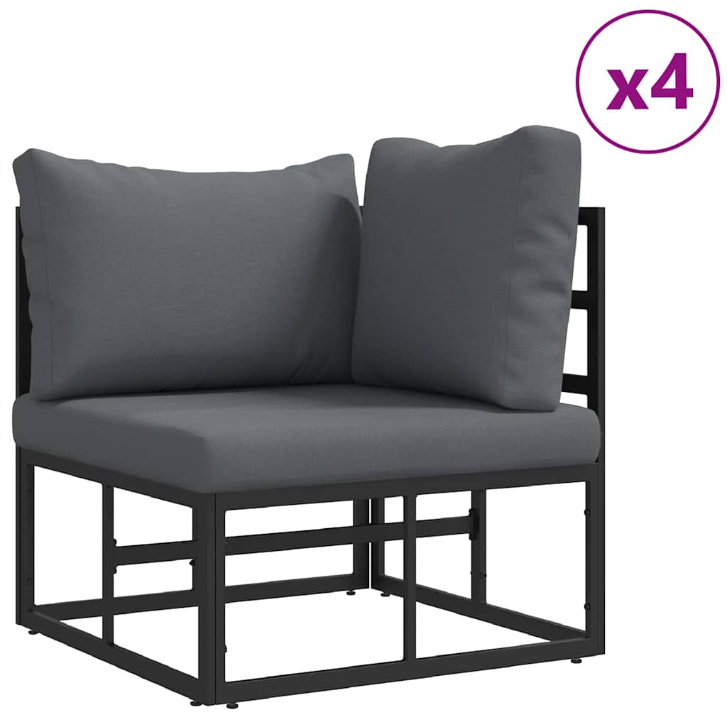 vidaXL Garden Sofa Set with Cushion 13 pcs Black Aluminium