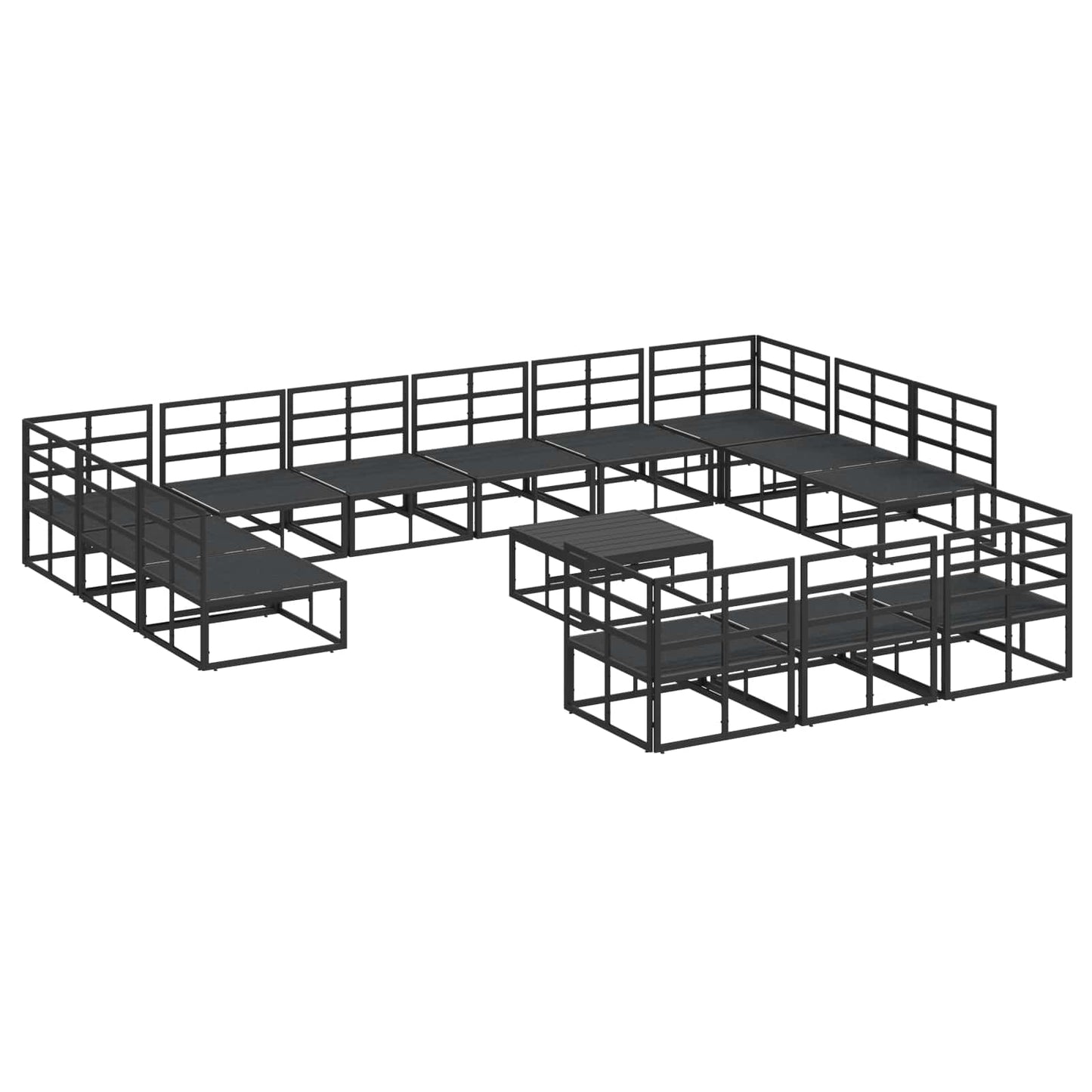 vidaXL Garden Sofa Set with Cushion 14 pcs Black Aluminium