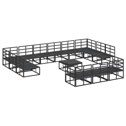 vidaXL Garden Sofa Set with Cushion 14 pcs Black Aluminium