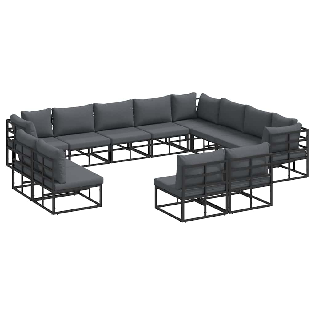 vidaXL Garden Sofa Set with Cushion 12 pcs Black Aluminium