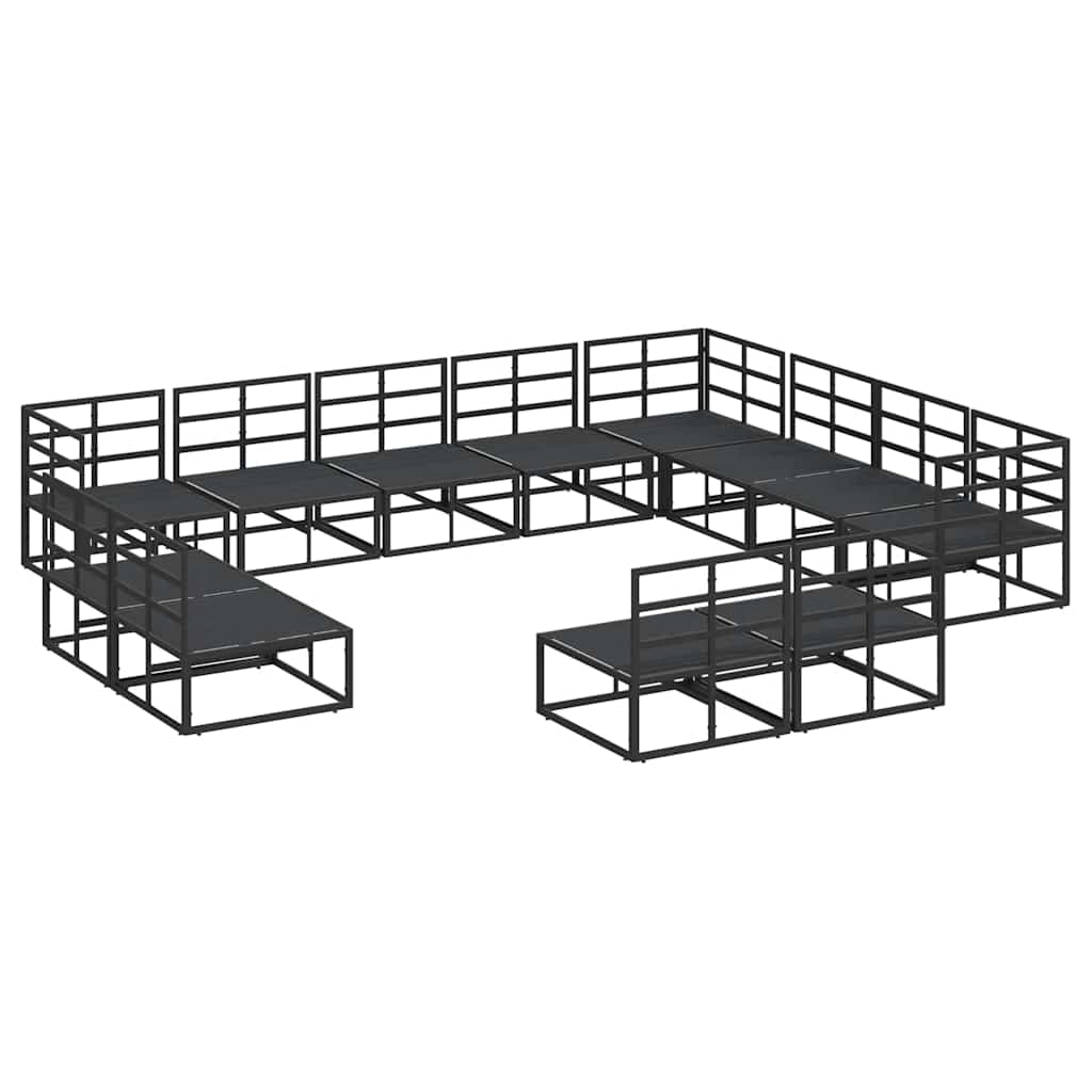 vidaXL Garden Sofa Set with Cushion 12 pcs Black Aluminium