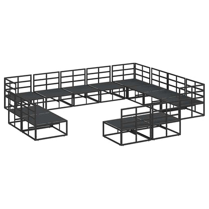 vidaXL Garden Sofa Set with Cushion 12 pcs Black Aluminium