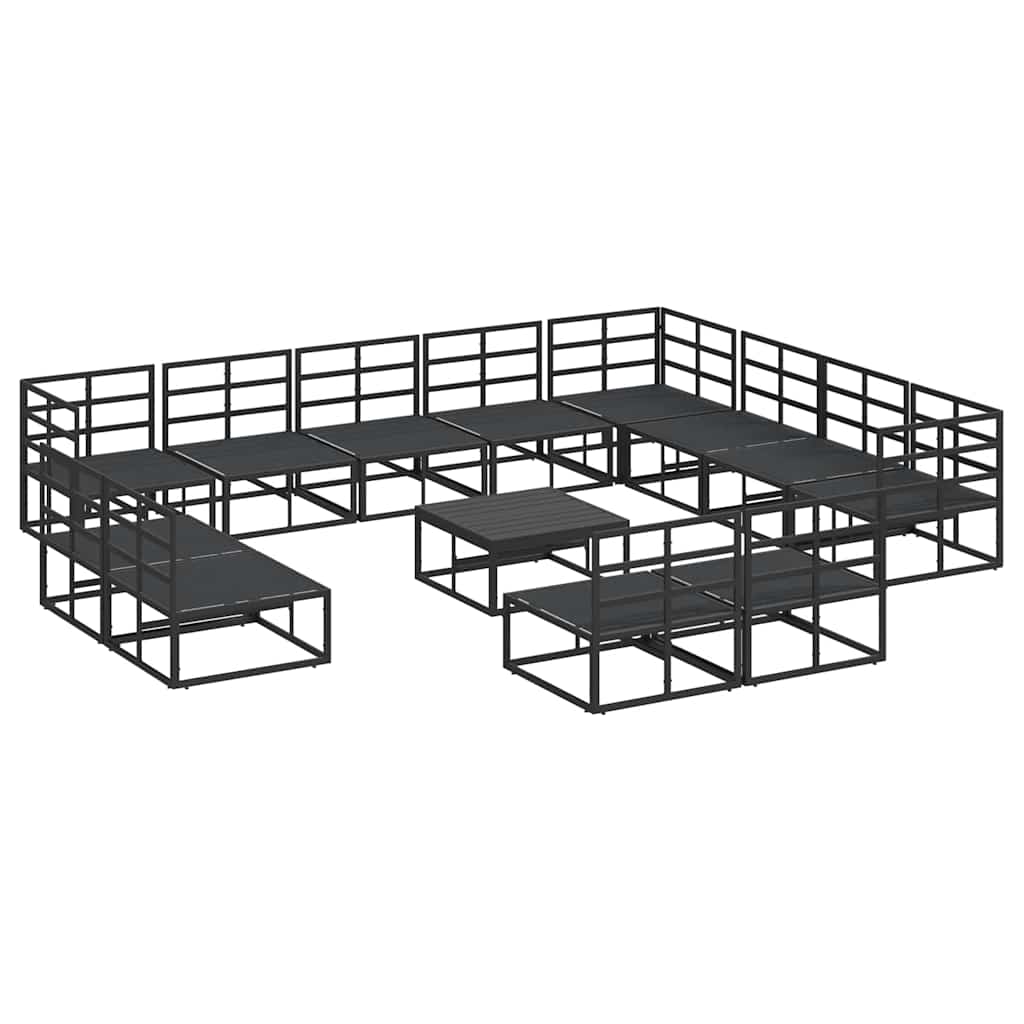 vidaXL Garden Sofa Set with Cushion 13 pcs Black Aluminium