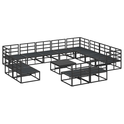 vidaXL Garden Sofa Set with Cushion 13 pcs Black Aluminium